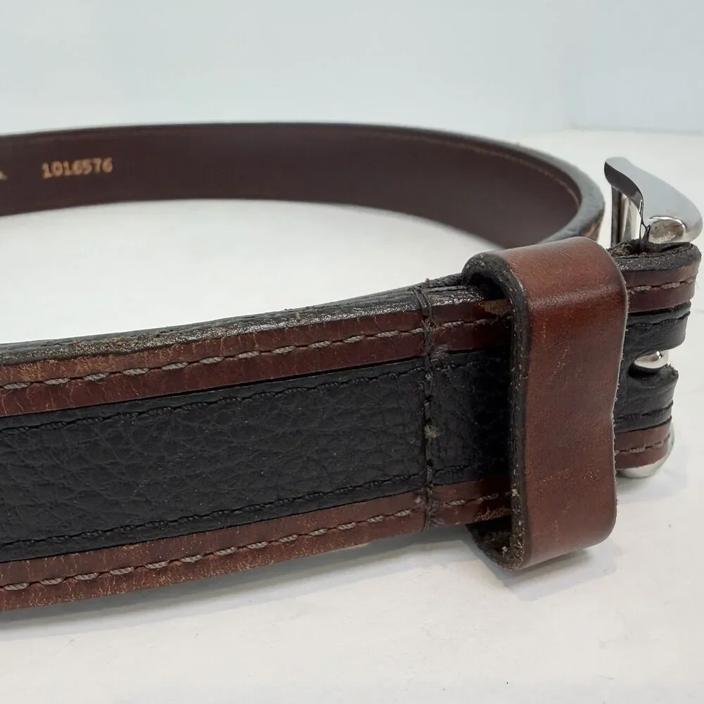 Allen Edmonds Belt Men 40 Brown Black Leather Pebble Grain Buckle Made USA